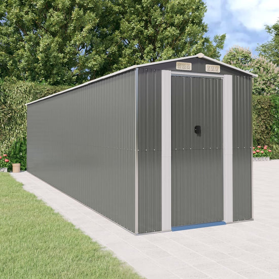 NNEVL Garden Shed Light Grey 192x772x223 cm Galvanised Steel-0