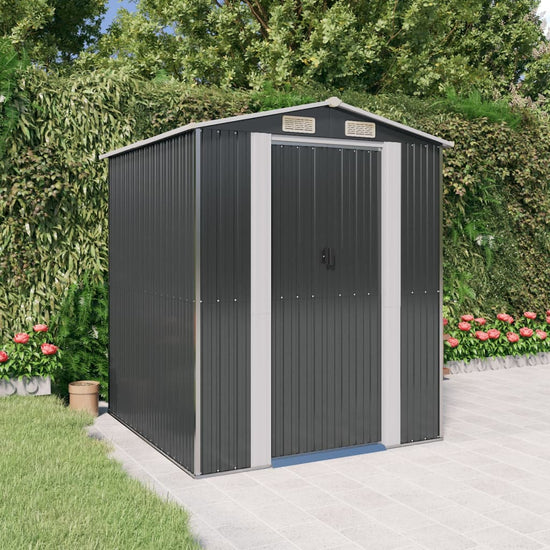 NNEVL Garden Shed Anthracite 192x191x223 cm Galvanised Steel-0
