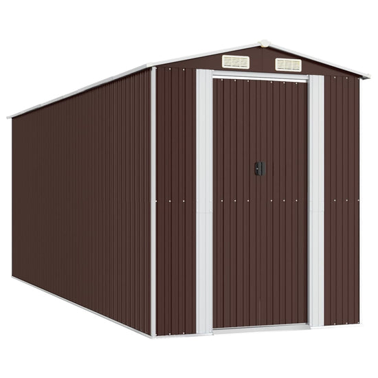 NNEVL Garden Shed Dark Brown 192x523x223 cm Galvanised Steel-1