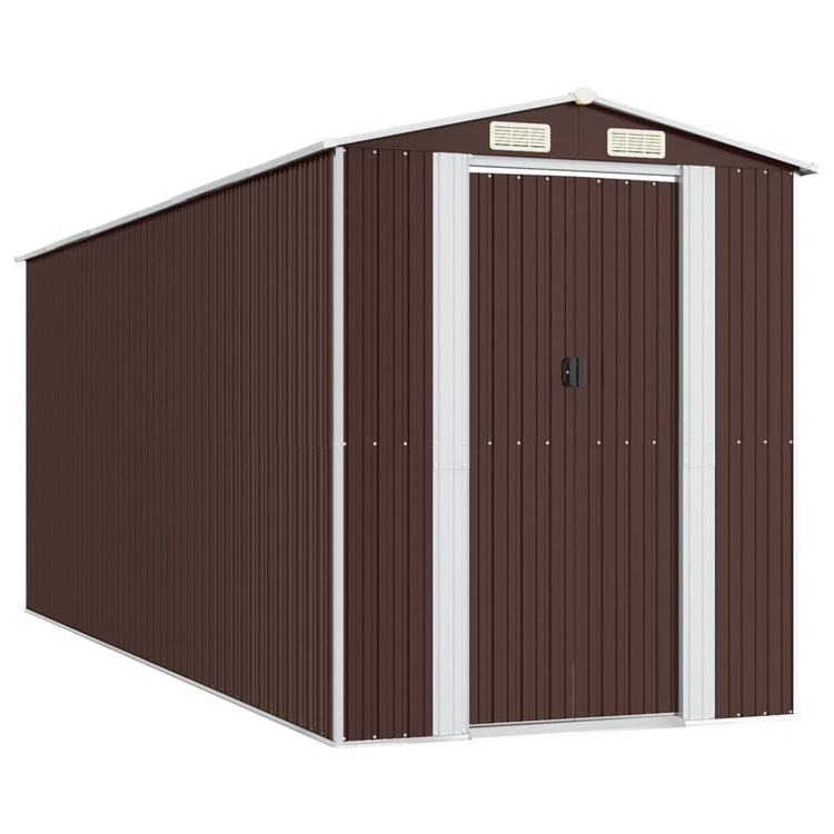 NNEVL Garden Shed Dark Brown 192x523x223 cm Galvanised Steel-1