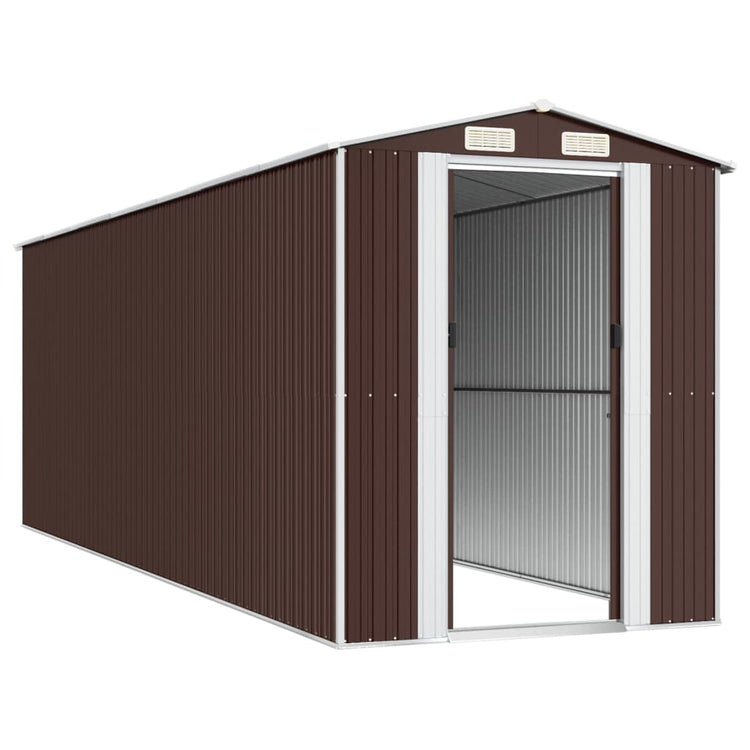 NNEVL Garden Shed Dark Brown 192x606x223 cm Galvanised Steel-3