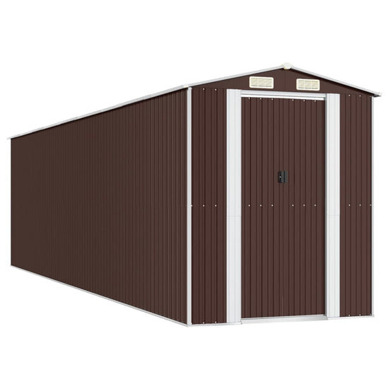 NNEVL Garden Shed Dark Brown 192x772x223 cm Galvanised Steel-1