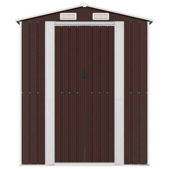 NNEVL Garden Shed Dark Brown 192x855x223 cm Galvanised Steel-2