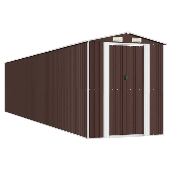 NNEVL Garden Shed Dark Brown 192x938x223 cm Galvanised Steel-1