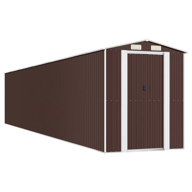 NNEVL Garden Shed Dark Brown 192x1021x223 cm Galvanised Steel-1