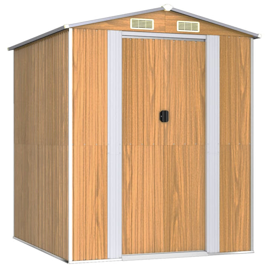 NNEVL Garden Shed Light Brown 192x191x223 cm Galvanised Steel-1