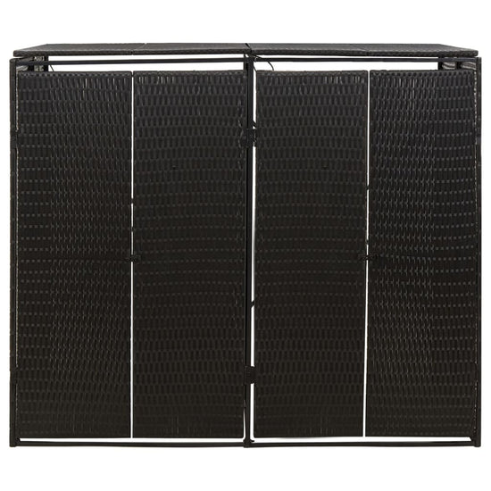 NNEVL Double Wheelie Bin Shed Black 140x80x117 cm Poly Rattan-2
