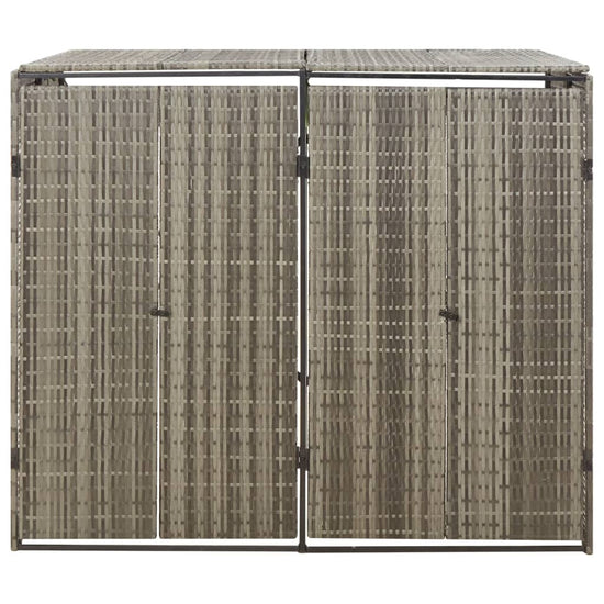 NNEVL Double Wheelie Bin Shed Grey 140x80x117 cm Poly Rattan-3