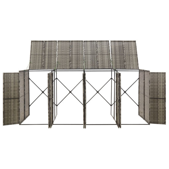 NNEVL Quadruple Wheelie Bin Shed Grey 274x80x117 cm Poly Rattan-2