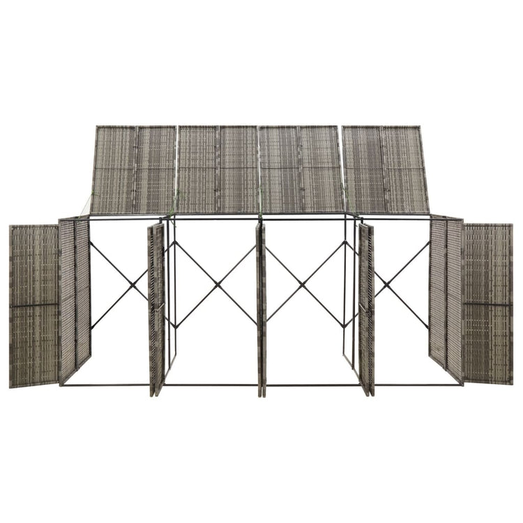 NNEVL Quadruple Wheelie Bin Shed Grey 274x80x117 cm Poly Rattan-2