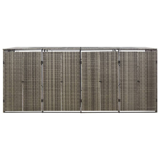 NNEVL Quadruple Wheelie Bin Shed Grey 274x80x117 cm Poly Rattan-3