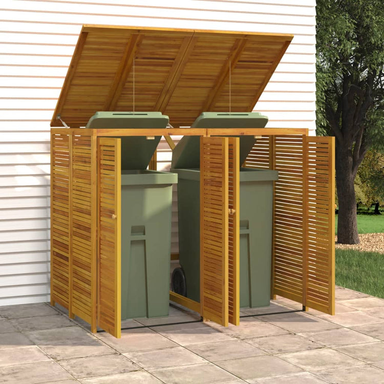 NNEVL Double Garbage Bin Shed 140x89x117 cm Solid Wood Acacia-0