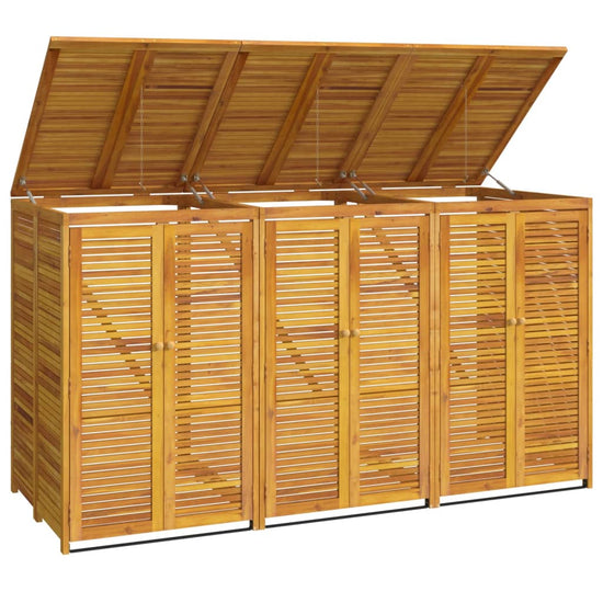NNEVL Triple Garbage Bin Shed 210x89x117 cm Solid Wood Acacia-2