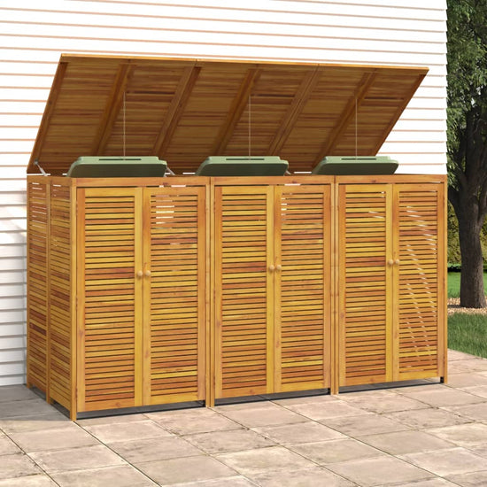 NNEVL Triple Garbage Bin Shed 210x89x117 cm Solid Wood Acacia-3