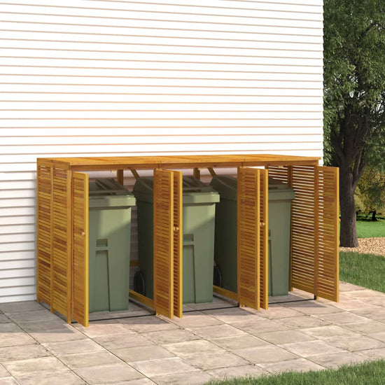 NNEVL Triple Garbage Bin Shed 210x89x117 cm Solid Wood Acacia-4