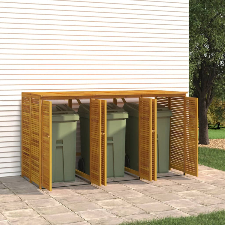 NNEVL Triple Garbage Bin Shed 210x89x117 cm Solid Wood Acacia-4