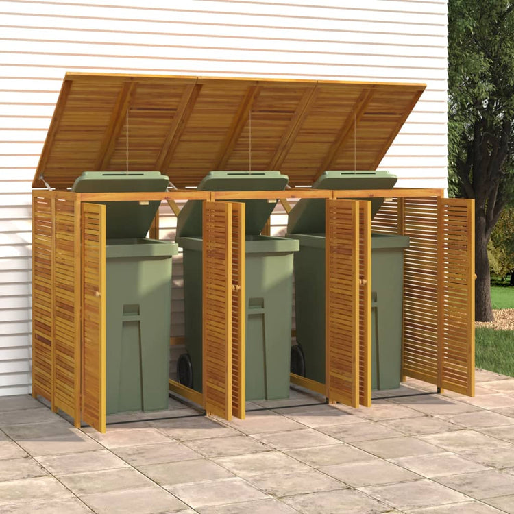 NNEVL Triple Garbage Bin Shed 210x89x117 cm Solid Wood Acacia-0