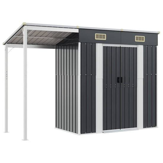 NNEVL Garden Shed with Extended Roof Anthracite 277x110.5x181 cm Steel-1