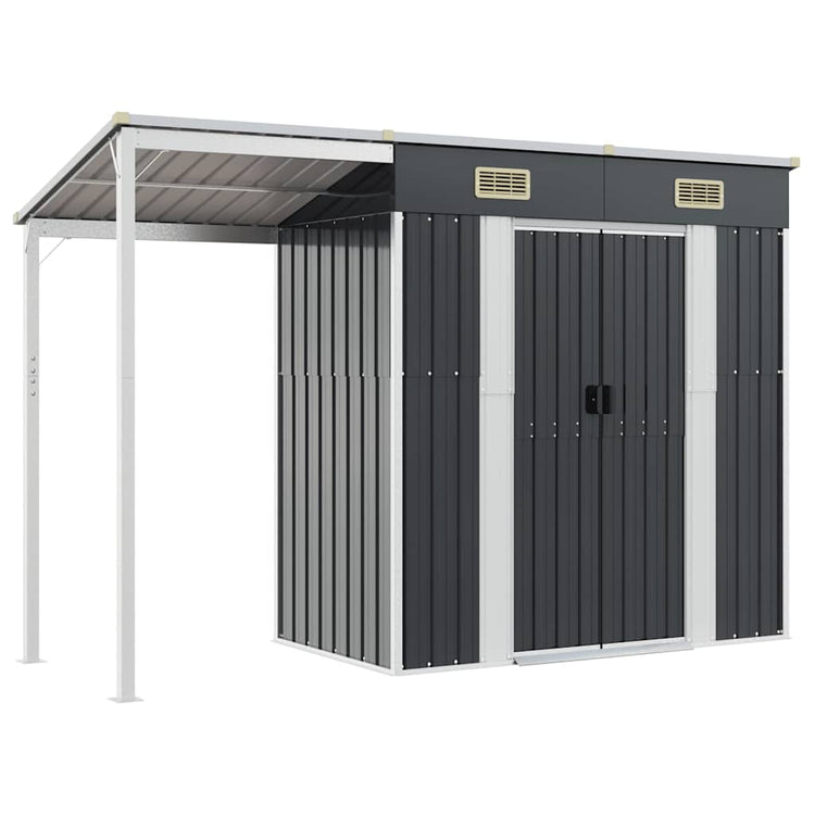 NNEVL Garden Shed with Extended Roof Anthracite 277x110.5x181 cm Steel-1