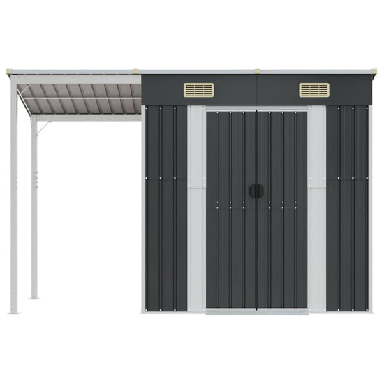 NNEVL Garden Shed with Extended Roof Anthracite 277x110.5x181 cm Steel-2