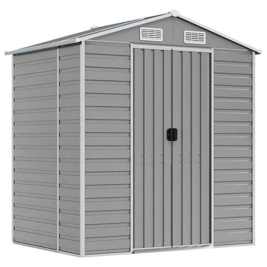 NNEVL Garden Shed Light Grey 191x130x198 cm Galvanised Steel-1
