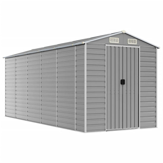 NNEVL Garden Shed Light Grey 191x470x198 cm Galvanised Steel-1
