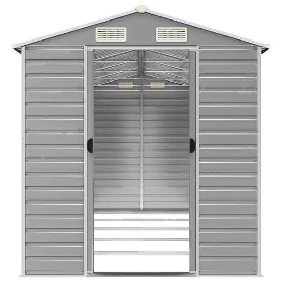 NNEVL Garden Shed Light Grey 191x470x198 cm Galvanised Steel-4
