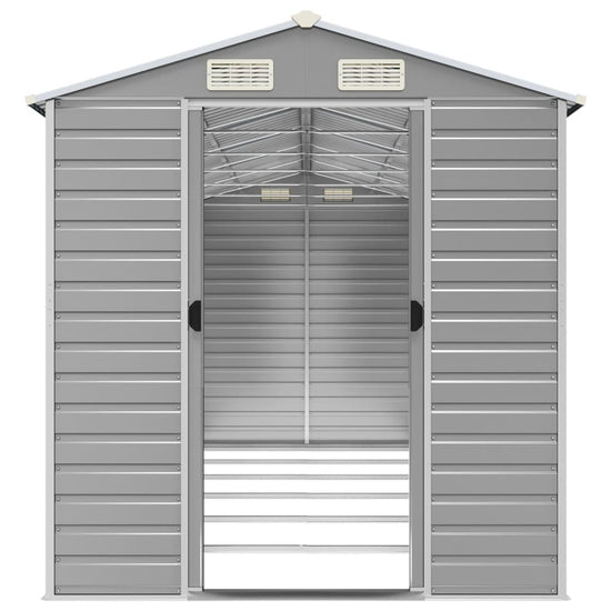 NNEVL Garden Shed Light Grey 191x555x198 cm Galvanised Steel-4