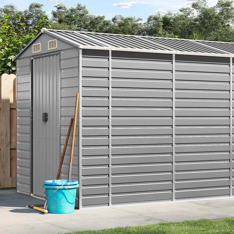NNEVL Garden Shed Light Grey 191x640x198 cm Galvanised Steel-0