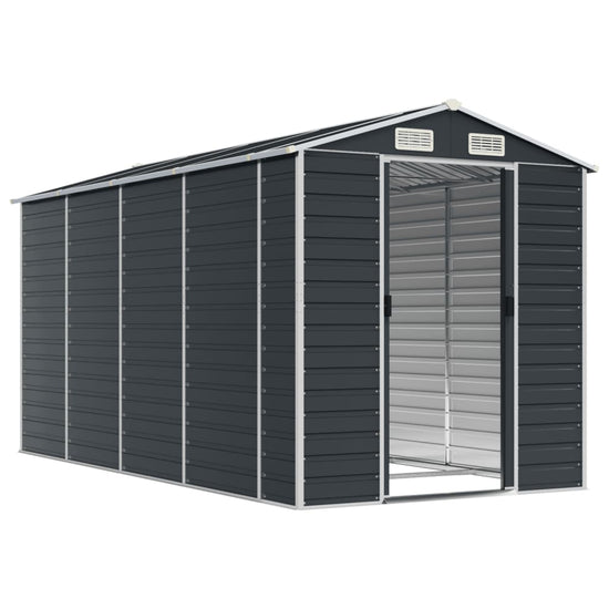 NNEVL Garden Shed Anthracite 191x385x198 cm Galvanised Steel-2