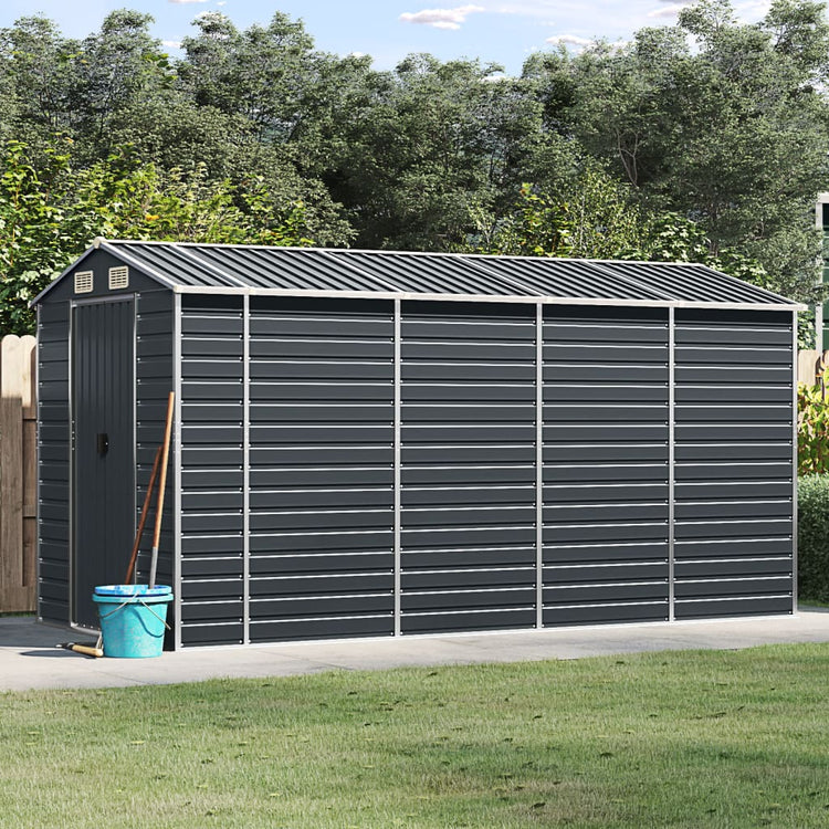 NNEVL Garden Shed Anthracite 191x385x198 cm Galvanised Steel-0