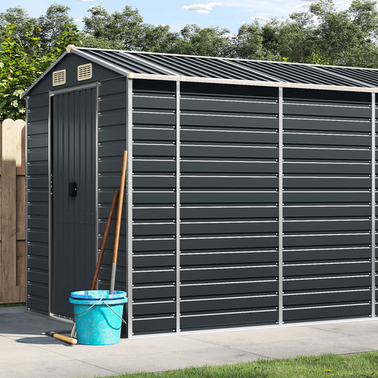 NNEVL Garden Shed Anthracite 191x555x198 cm Galvanised Steel-0