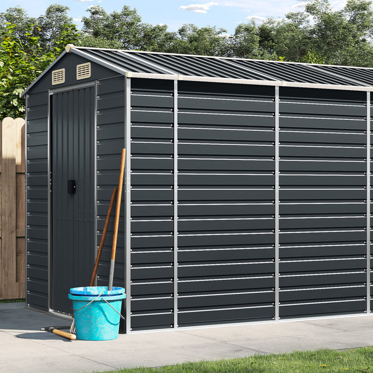 NNEVL Garden Shed Anthracite 191x725x198 cm Galvanised Steel-0