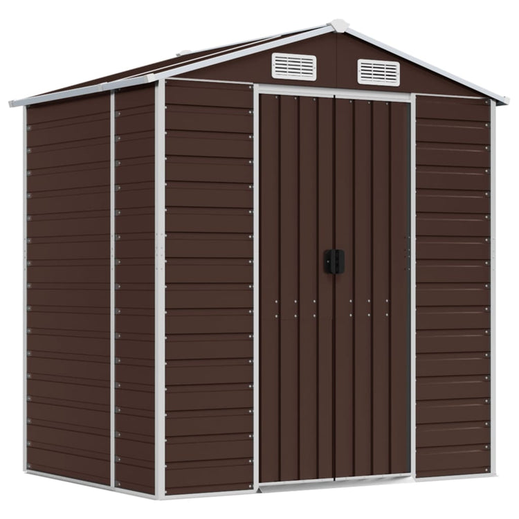 NNEVL Garden Shed Brown 191x130x198 cm Galvanised Steel-1