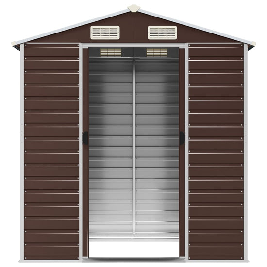 NNEVL Garden Shed Brown 191x130x198 cm Galvanised Steel-4