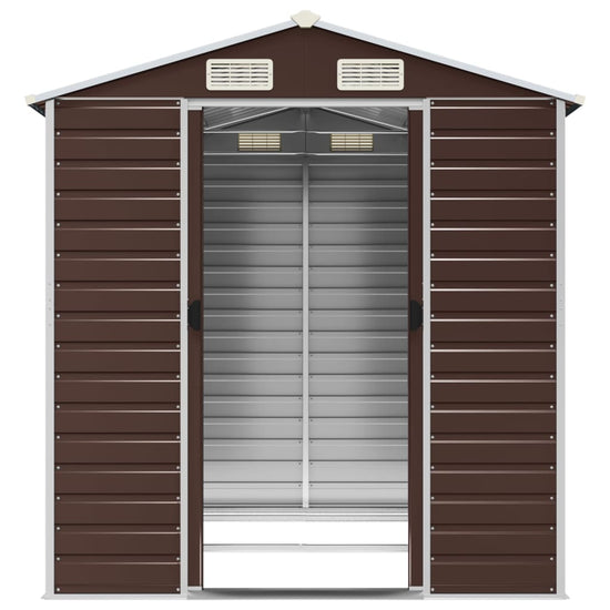 NNEVL Garden Shed Brown 191x215x198 cm Galvanised Steel-4
