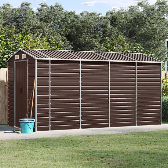 NNEVL Garden Shed Brown 191x385x198 cm Galvanised Steel-0