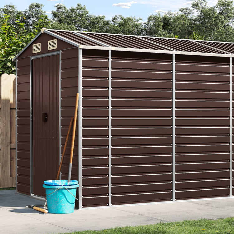 NNEVL Garden Shed Brown 191x470x198 cm Galvanised Steel-0