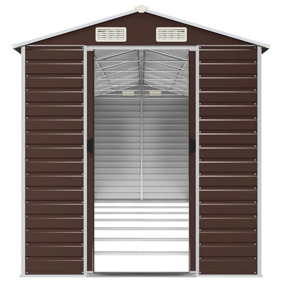 NNEVL Garden Shed Brown 191x640x198 cm Galvanised Steel-4