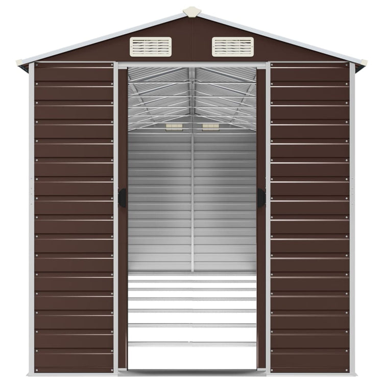 NNEVL Garden Shed Brown 191x640x198 cm Galvanised Steel-4
