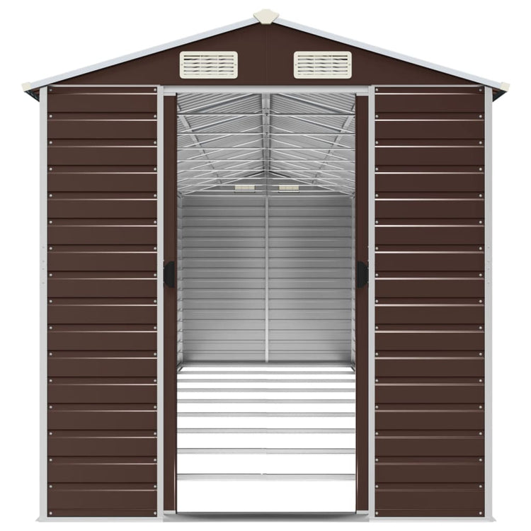 NNEVL Garden Shed Brown 191x810x198 cm Galvanised Steel-4