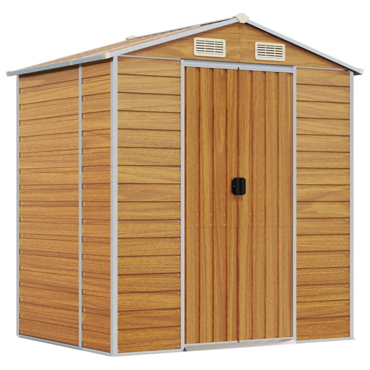 NNEVL Garden Shed Light Brown 191x130x198 cm Galvanised Steel-1