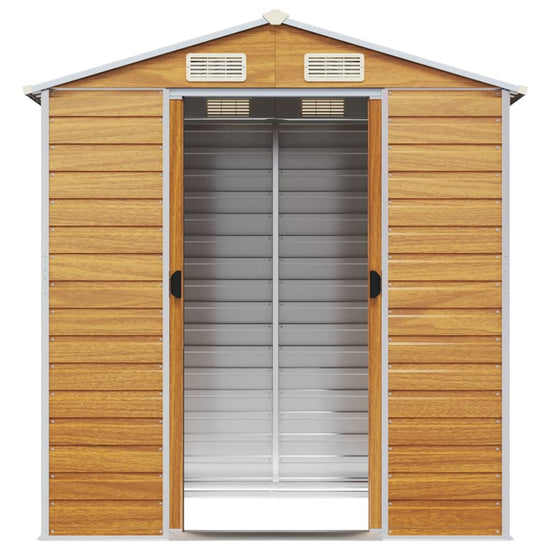 NNEVL Garden Shed Light Brown 191x130x198 cm Galvanised Steel-4