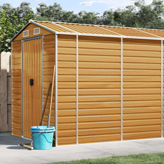 NNEVL Garden Shed Light Brown 191x725x198 cm Galvanised Steel-0