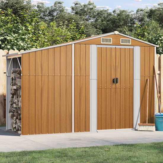 NNEVL Garden Shed Brown 277x93x179 cm Galvanised Steel-0
