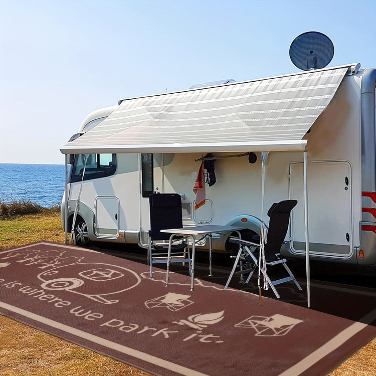 Outdoor Reversible Patio Mat Coffee-3