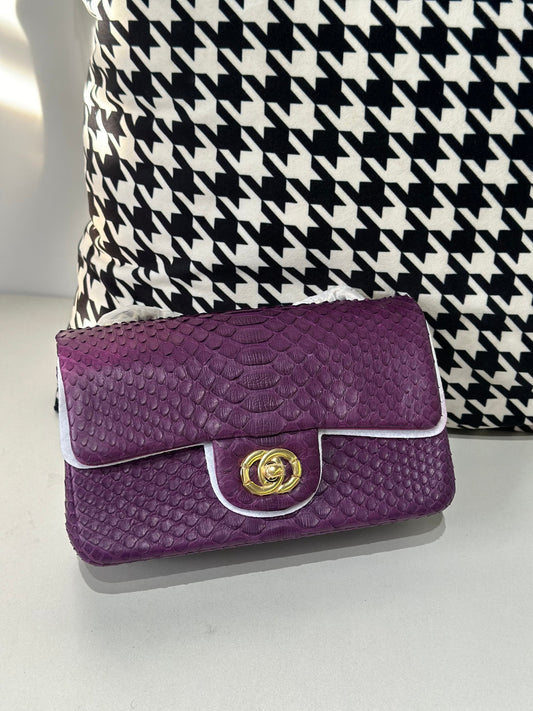 Genuine Python Skin Leather Flap Bag 20cm-0