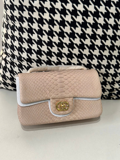 Genuine Python Skin Leather Flap Bag 20cm-1