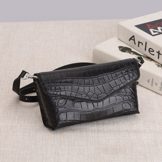 Genuine Crocodile Skin Leather Mini Cross Body Bag, Crocodile Leather Phone Bag-1