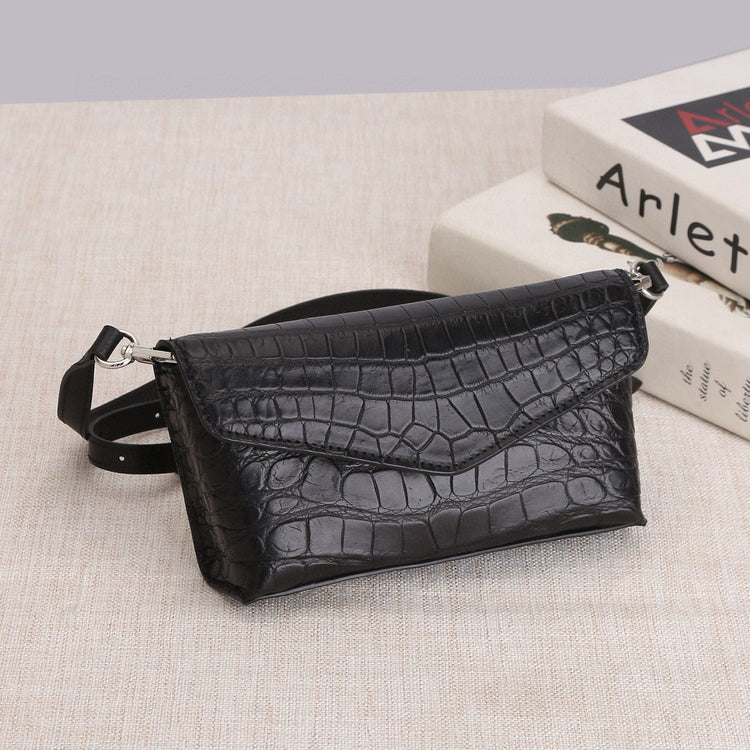 Genuine Crocodile Skin Leather Mini Cross Body Bag, Crocodile Leather Phone Bag-1